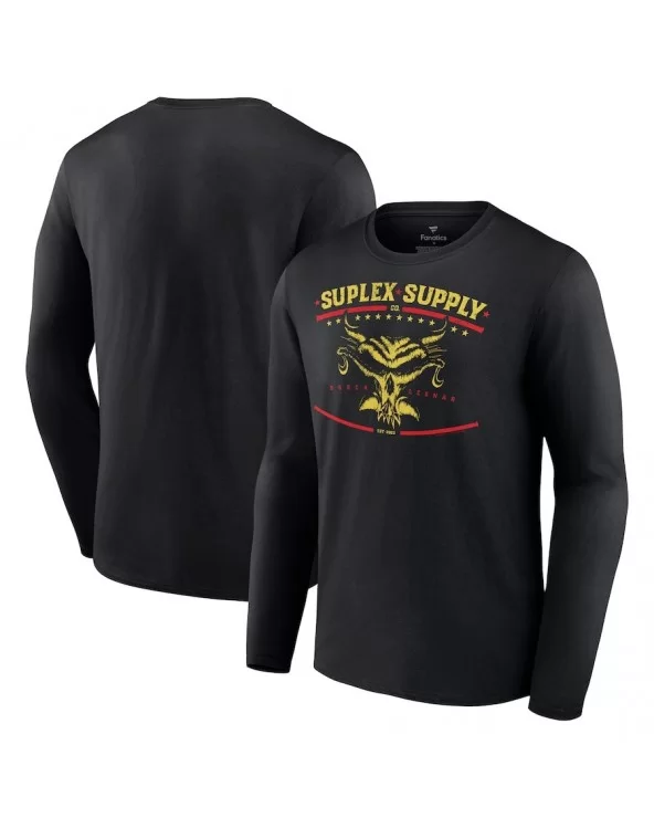 Men's Fanatics Branded Black Brock Lesnar Suplex Supply Co. Long Sleeve T-Shirt $13.72 T-Shirts