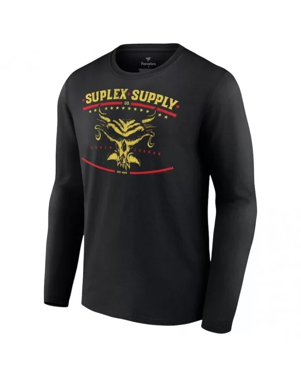 Men's Fanatics Branded Black Brock Lesnar Suplex Supply Co. Long Sleeve T-Shirt $13.72 T-Shirts