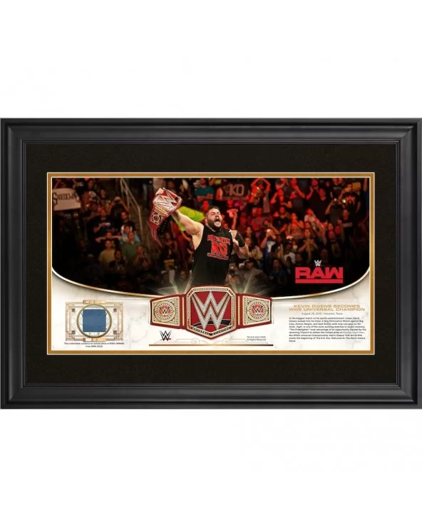 Kevin Owens WWE Golden Moments Framed 10" x 18" August 29 2016 Monday Night Raw Collage with a Piece of Match-Used Canvas - L...