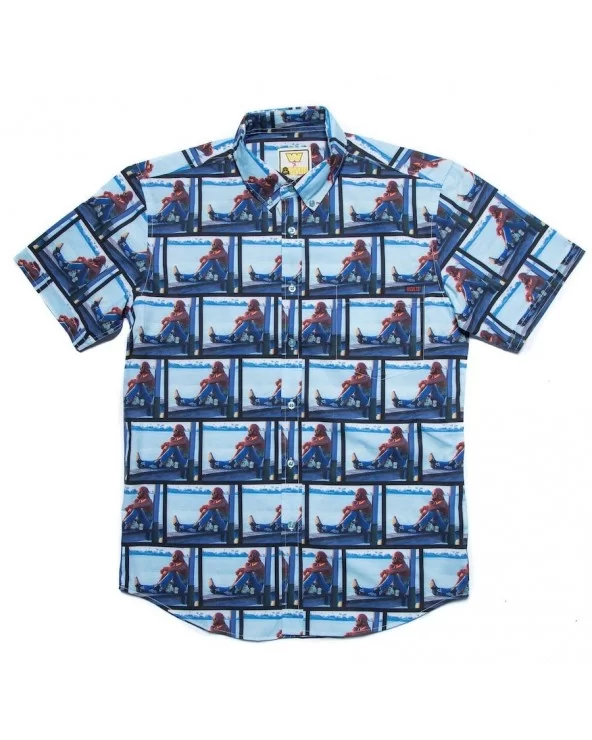 Men's Blue "Macho Man" Randy Savage Deep Thoughts Button-Down Shirt $14.89 Apparel