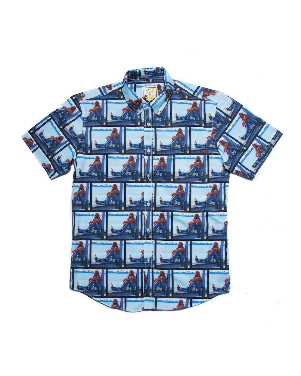 Men's Blue "Macho Man" Randy Savage Deep Thoughts Button-Down Shirt $14.89 Apparel