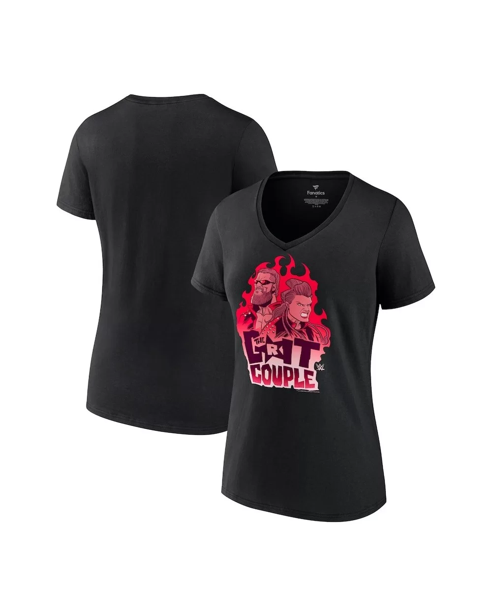 Women's Fanatics Branded Black Edge & Beth Phoenix Grit Couple V-Neck T-Shirt $7.68 T-Shirts