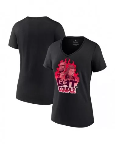 Women's Fanatics Branded Black Edge & Beth Phoenix Grit Couple V-Neck T-Shirt $7.68 T-Shirts