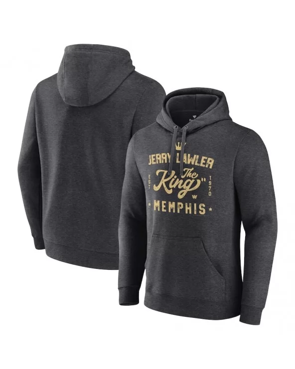 Men's Fanatics Branded Charcoal Jerry Lawler King of Memphis Pullover Hoodie $19.60 Apparel