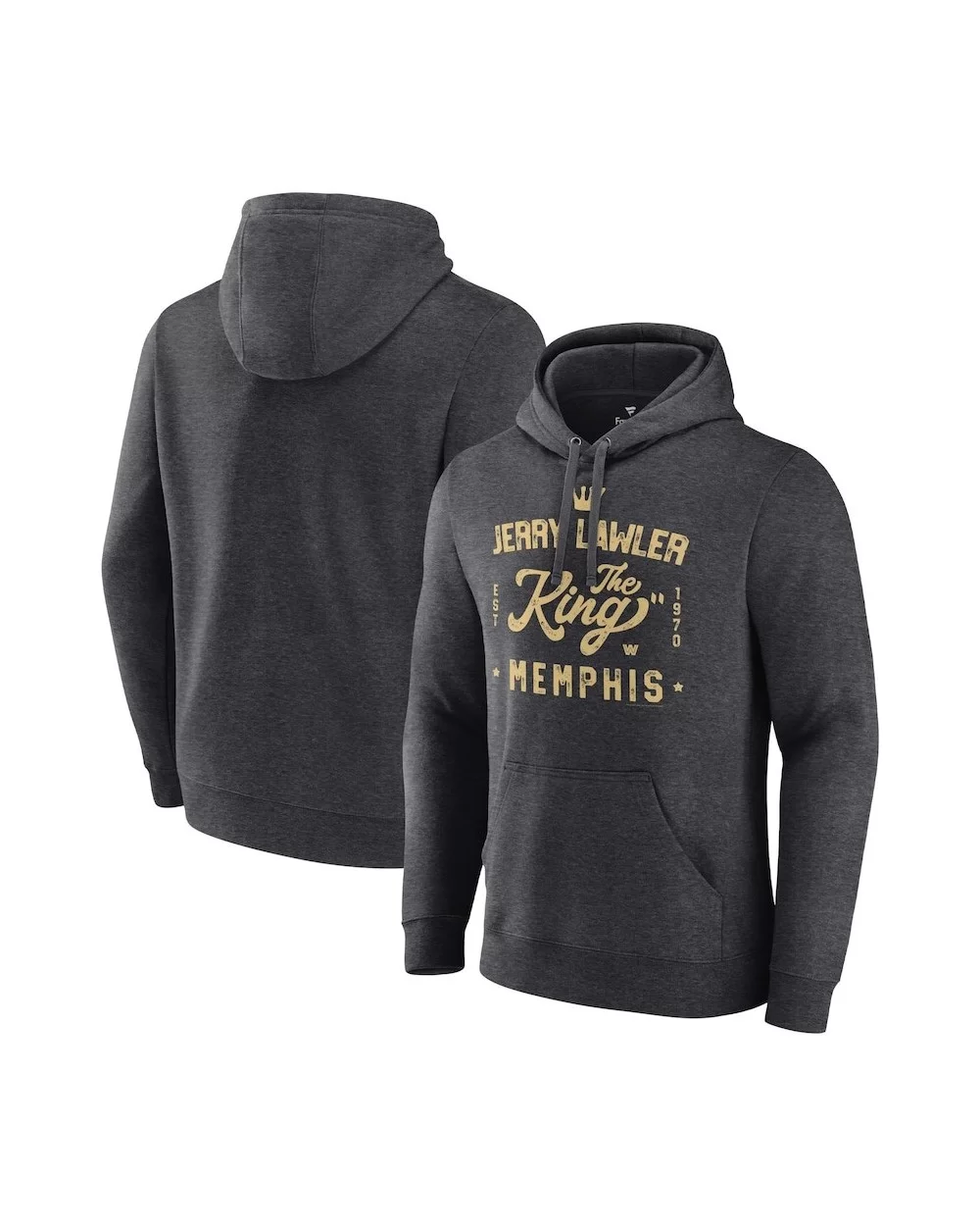 Men's Fanatics Branded Charcoal Jerry Lawler King of Memphis Pullover Hoodie $19.60 Apparel