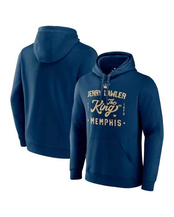 Men's Fanatics Branded Navy Jerry Lawler King of Memphis Pullover Hoodie $12.00 Apparel