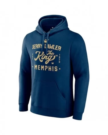 Men's Fanatics Branded Navy Jerry Lawler King of Memphis Pullover Hoodie $12.00 Apparel