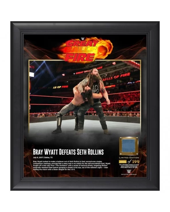 Bray Wyatt Framed 15" x 17" 2017 Great Balls of Fire Collage with a Piece of Match-Used Canvas - Limited Edition of 199 $21.2...
