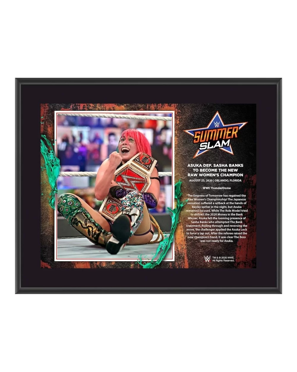 Asuka Framed 10.5" x 13" 2020 SummerSlam Sublimated Plaque $8.64 Home & Office