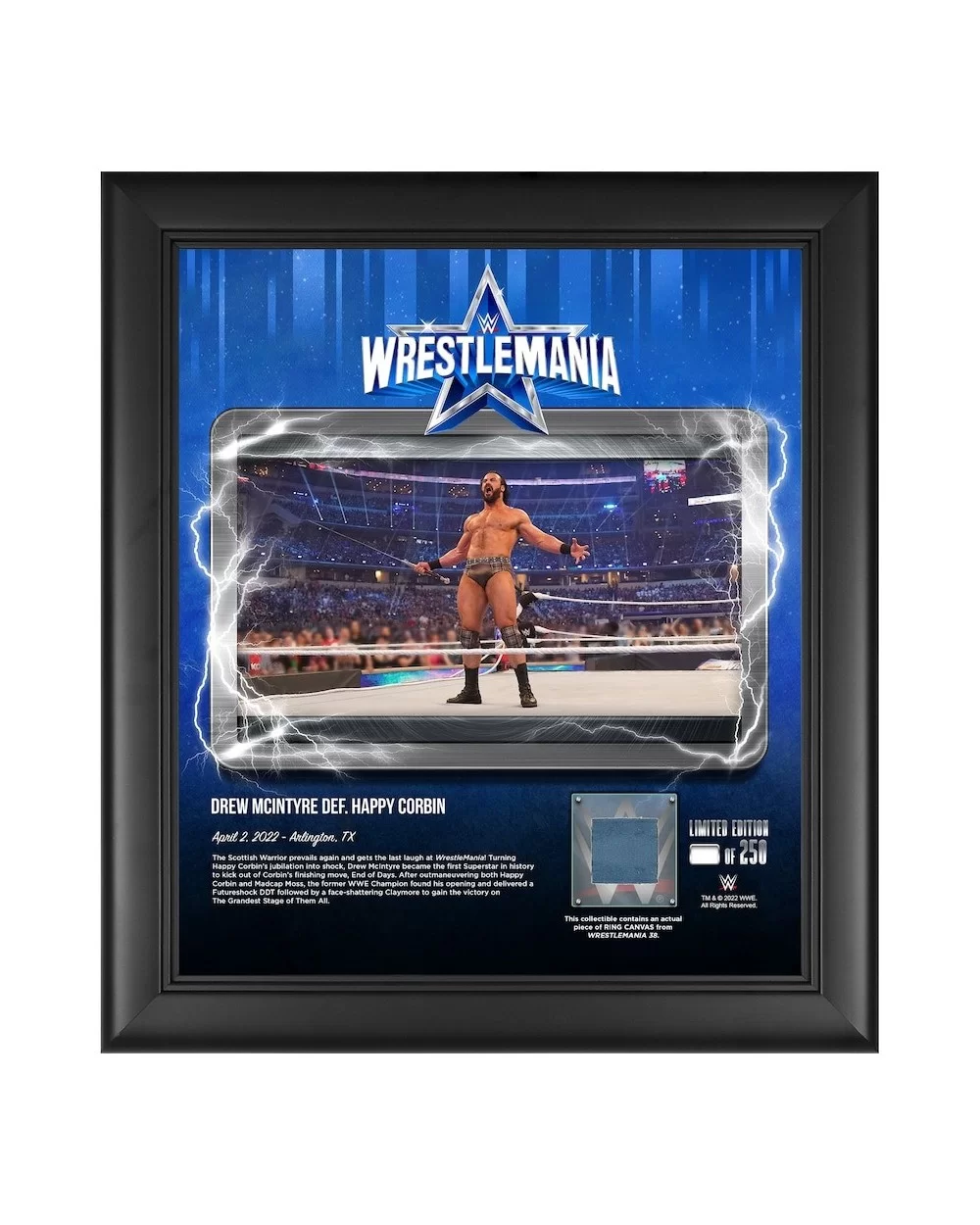 Drew McIntyre WWE Framed 15" x 17" WrestleMania 38 Night 1 Core Frame with a Piece of Match-Used Canvas - Limited Edition of ...