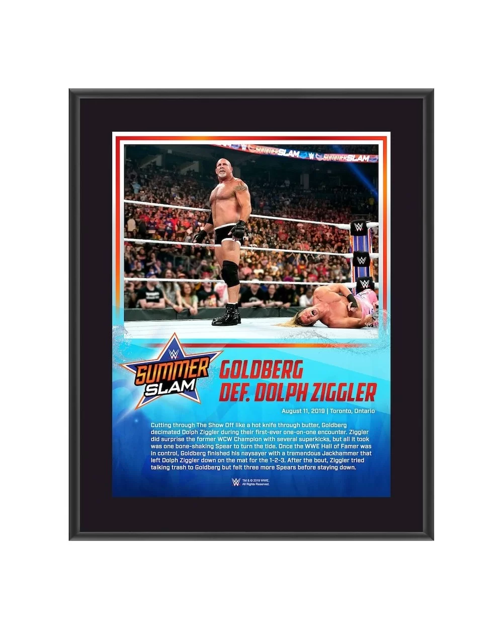 Goldberg Framed 10.5" x 13" 2019 SummerSlam Sublimated Plaque $10.08 Collectibles
