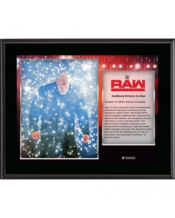Goldberg Framed 10.5" x 13" October 17 2016 Monday Night RAW Sublimated Plaque $10.08 Collectibles