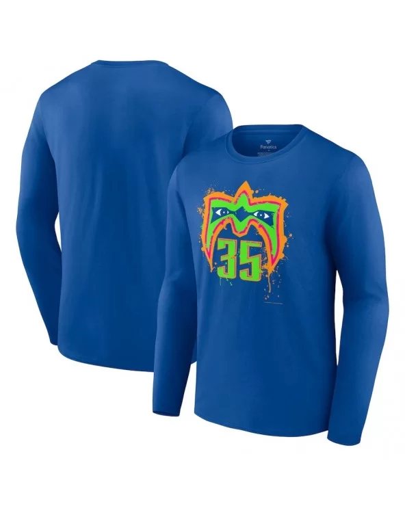 Men's Fanatics Branded Royal Ultimate Warrior 35th Anniversary Long Sleeve T-Shirt $13.44 T-Shirts