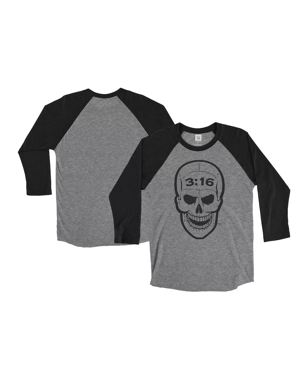 Men's Gray "Stone Cold" Steve Austin 3:16 Skull Raglan Long Sleeve T-Shirt $12.32 T-Shirts