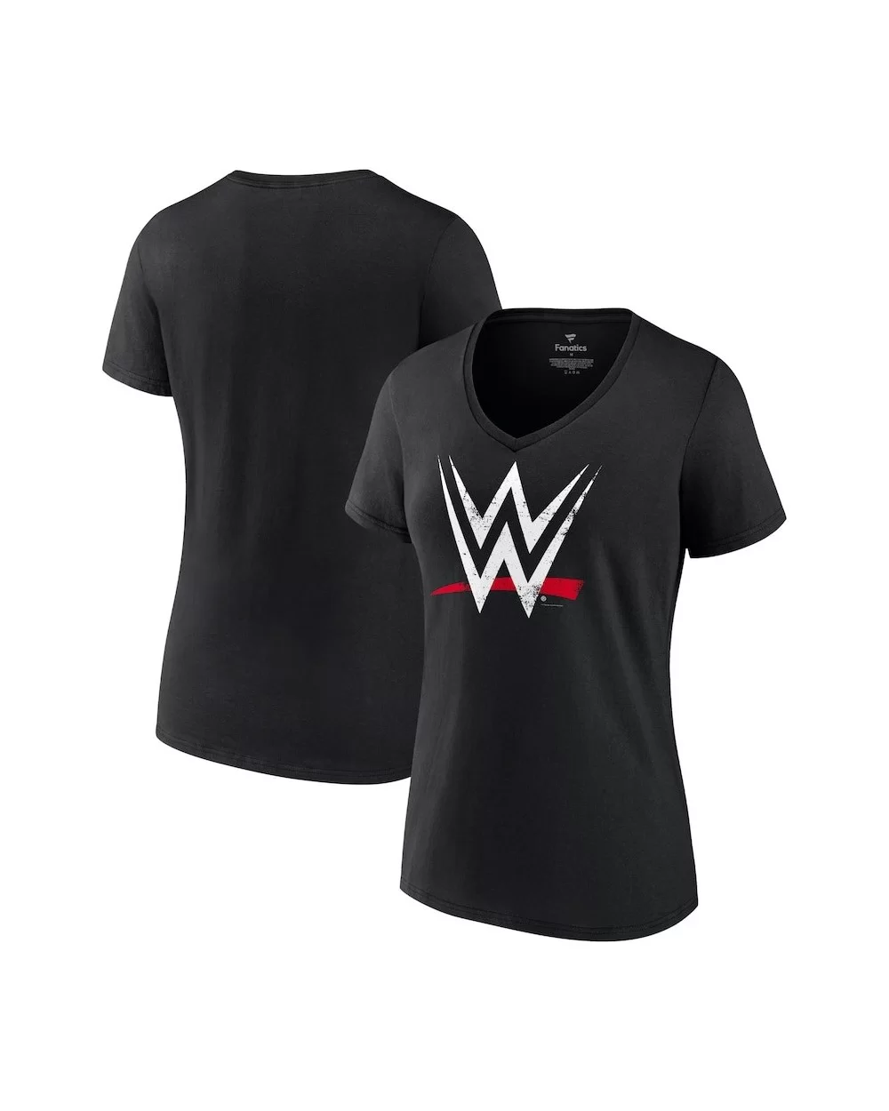 Men's Fanatics Branded Black WWE Distressed Logo V-Neck T-Shirt $9.36 T-Shirts