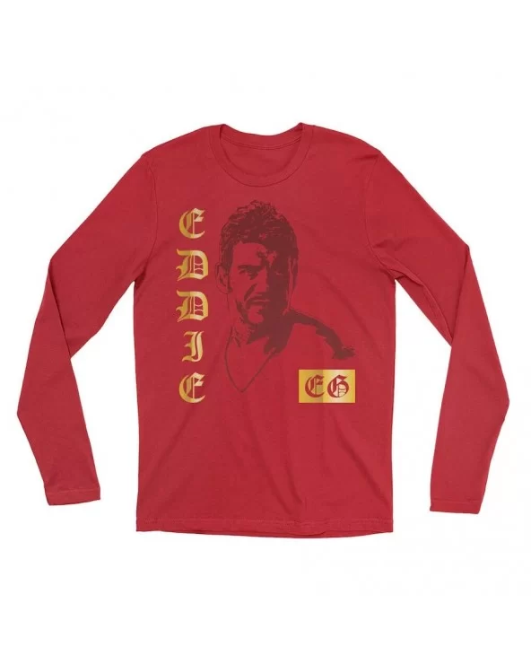 Men's Red Eddie Guerrero EG Long Sleeve T-Shirt $5.71 T-Shirts