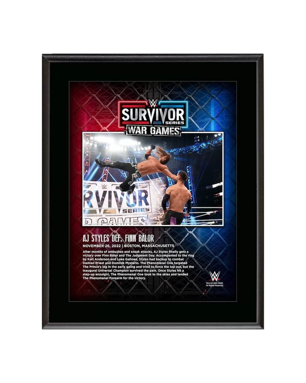 AJ Styles 10.5" x 13" 2022 Survivor Series War Games Sublimated Plaque $7.92 Collectibles