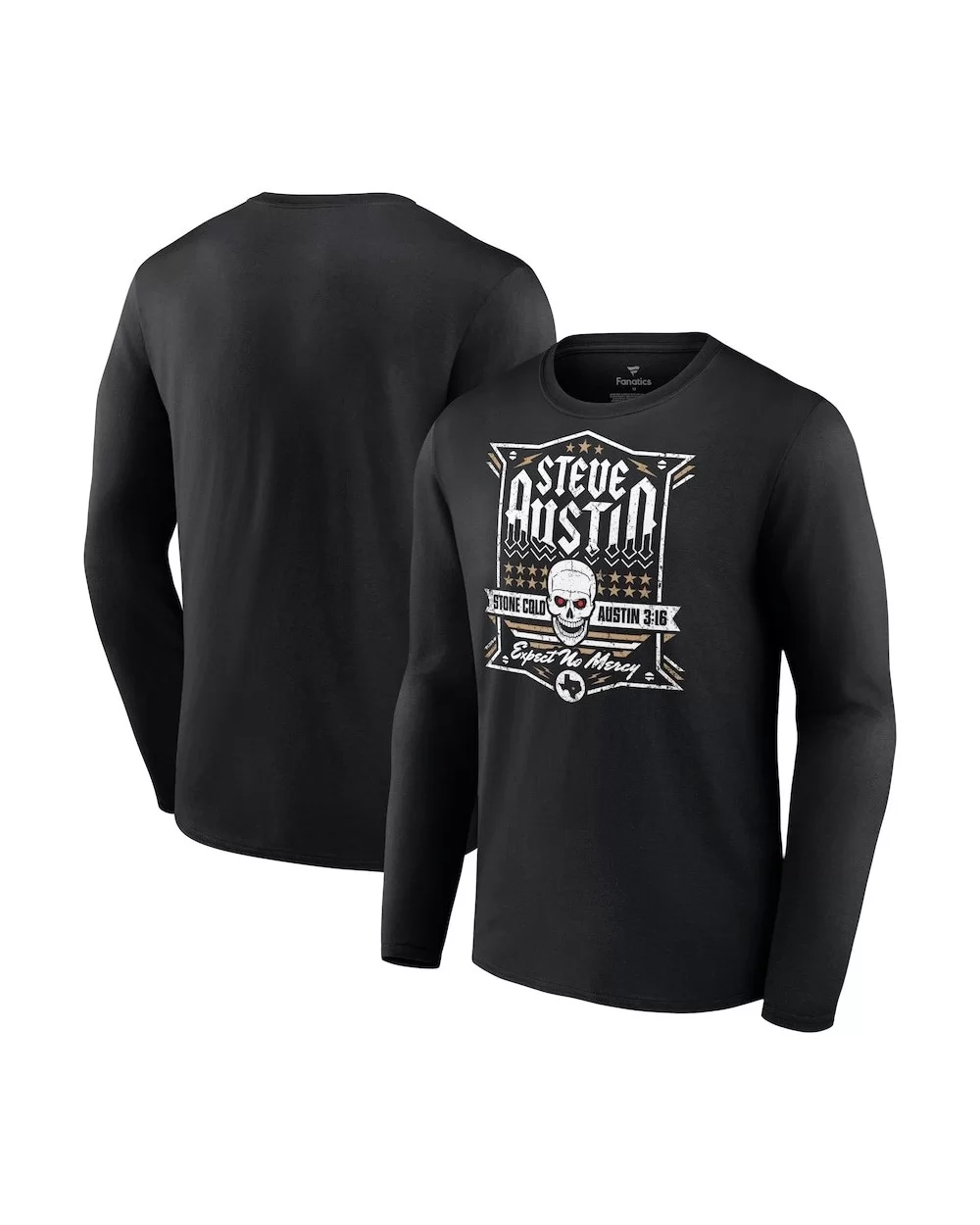 Men's Fanatics Branded Black "Stone Cold" Steve Austin Expect No Mercy Long Sleeve T-Shirt $14.00 T-Shirts