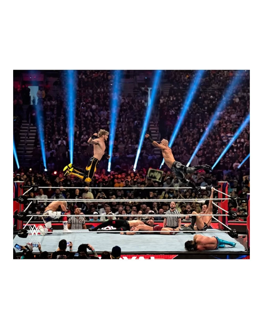 Logan Paul and Ricochet WWE Unsigned 2023 Royal Rumble Collision Course Photograph $3.12 Home & Office