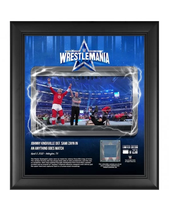 Johnny Knoxville World Wrestling Entertainment Framed 15" x 17" WrestleMania 38 Night 2 Core Frame with a Piece of Match-Used...