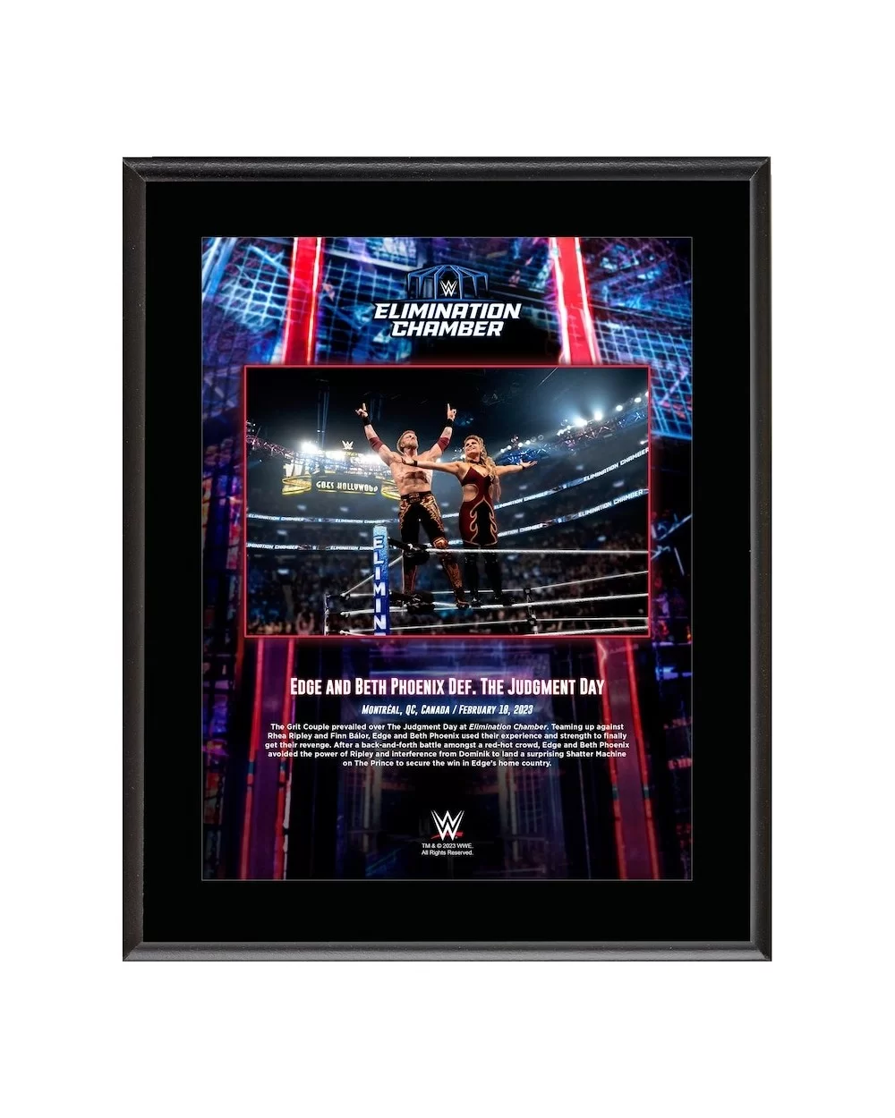 Edge & Beth Phoenix WWE 10.5" x 13" Elimination Chamber Sublimated Plaque $9.12 Home & Office