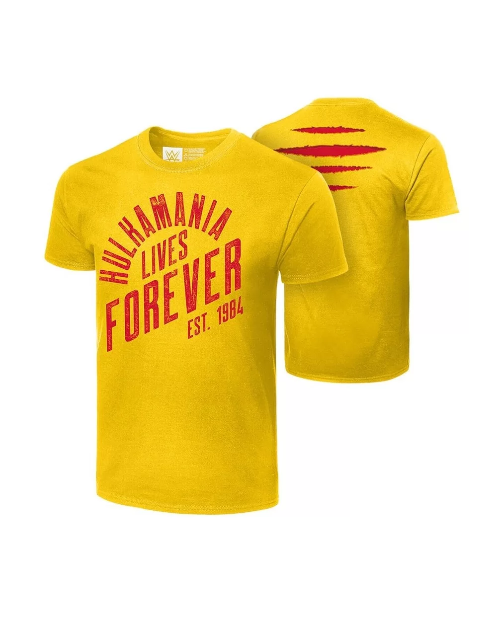 Men's Yellow Hulk Hogan Hulkamania Lives Forever T-Shirt $7.44 T-Shirts