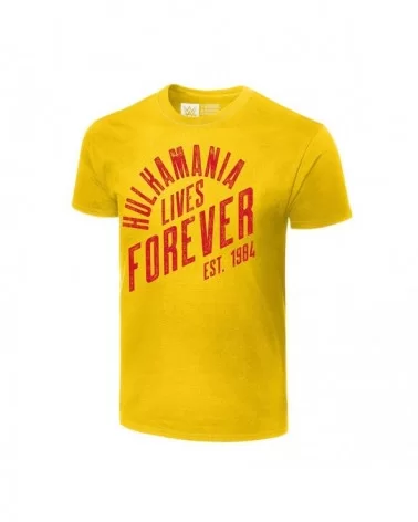 Men's Yellow Hulk Hogan Hulkamania Lives Forever T-Shirt $7.44 T-Shirts