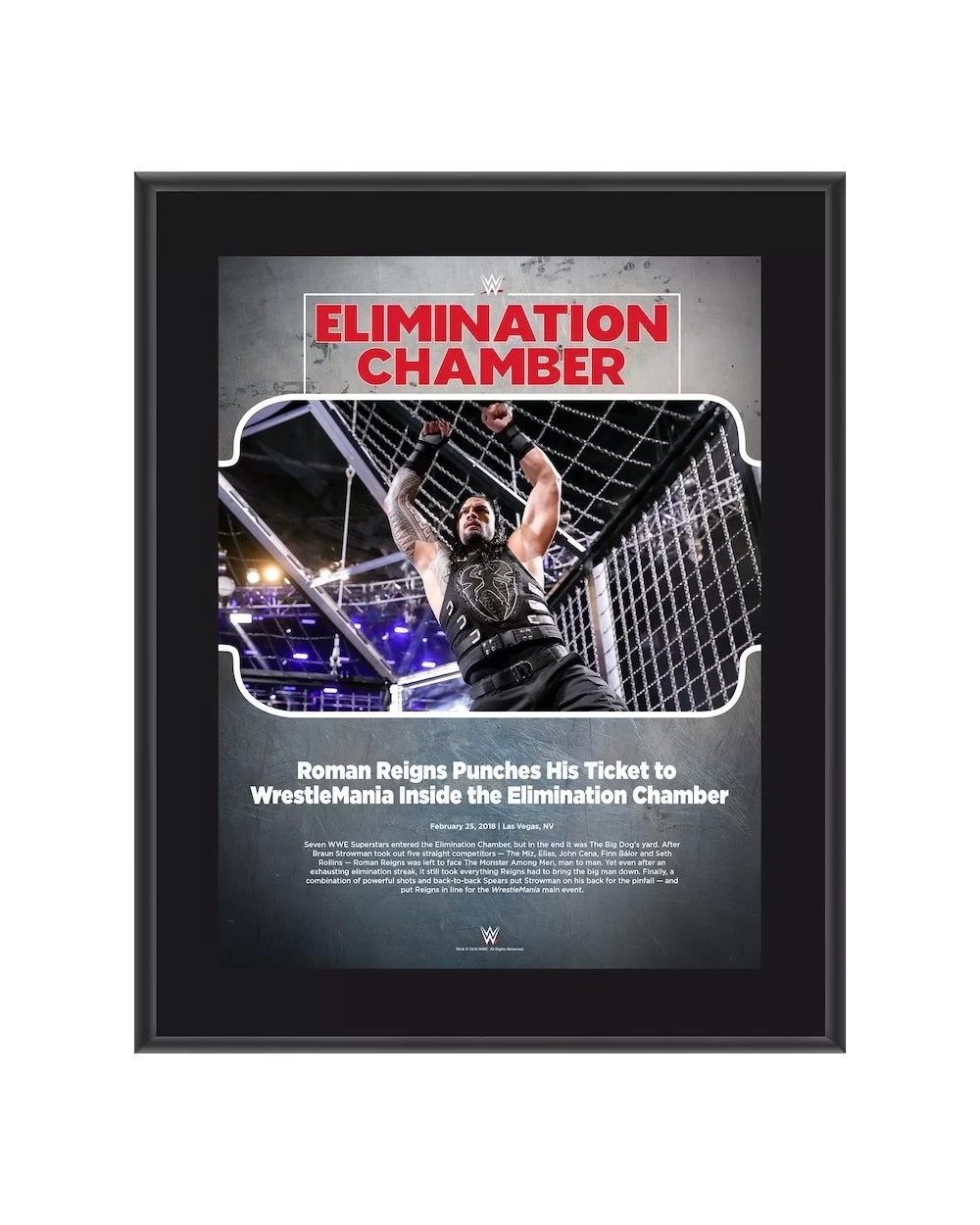 Roman Reigns 10.5" x 13" 2018 Elimination Chamber Sublimated Plaque $11.76 Collectibles