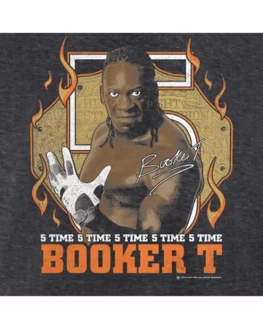 Men's Fanatics Branded Charcoal Booker T 5 Time T-Shirt $9.60 T-Shirts
