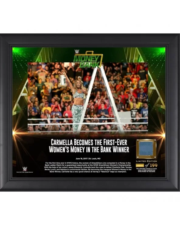 Carmella Framed 15" x 17" 2017 Money In The Bank Collage with a Piece of Match-Used Canvas - Limited Edition of 199 $22.40 Ho...