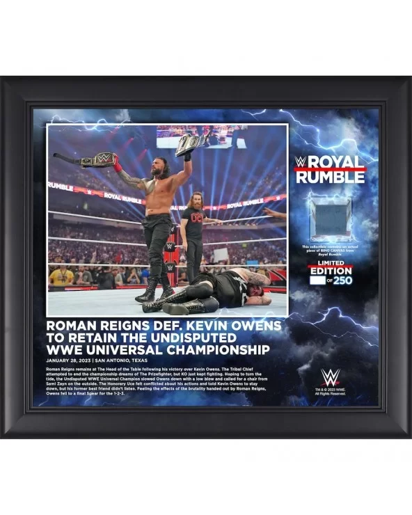 Roman Reigns WWE Framed 15" x 17" 2023 Royal Rumble Collage with a Piece of Match-Used Canvas - Limited Edition of 250 $23.52...