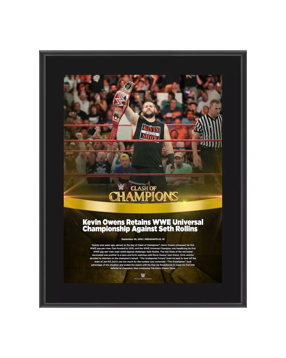 Kevin Owens 10.5" x 13" 2016 Clash of Champions Sublimated Plaque $8.64 Collectibles