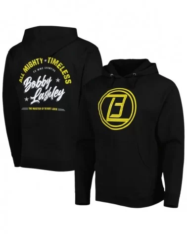 Men's Black Bobby Lashley Wordmark Timeless Pullover Hoodie $8.40 Apparel