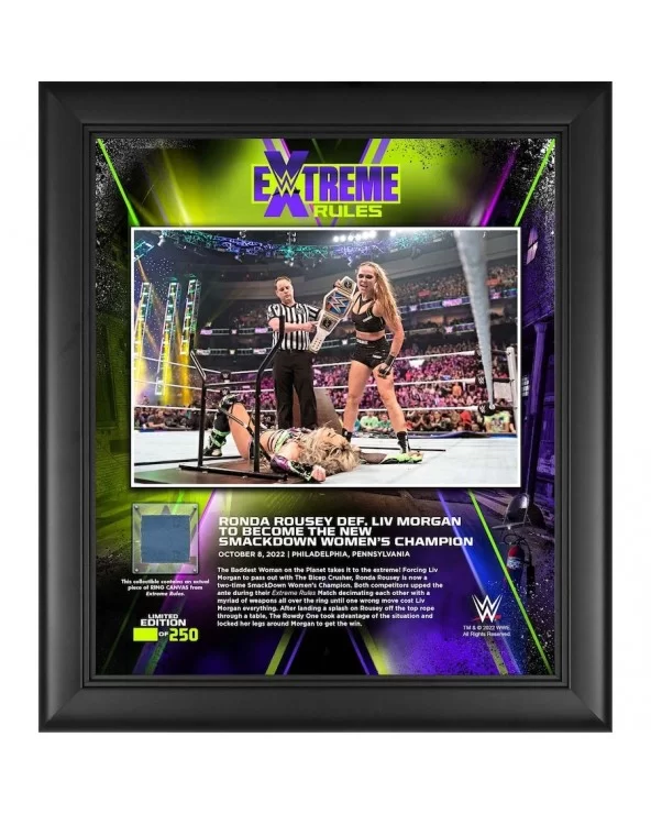 Ronda Rousey Framed 15" x 17" 2022 Extreme Rules Collage with a Piece of Match-Used Canvas - Limited Edition of 250 $19.60 Ho...