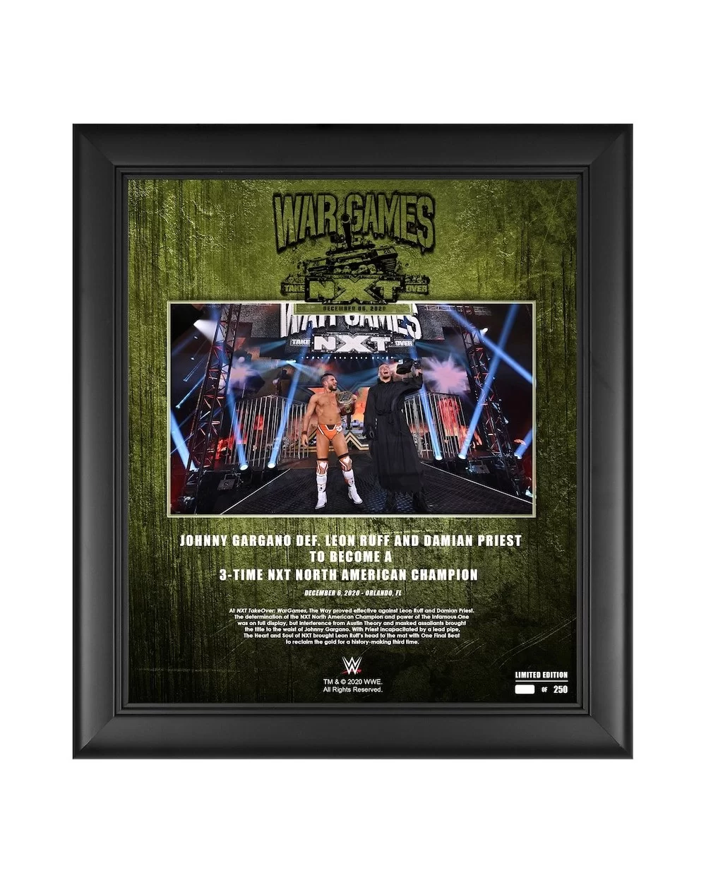 Johnny Gargano WWE Framed 15" x 17" 2020 NXT TakeOver: WarGames Collage - Limited Edition of 250 $18.48 Home & Office