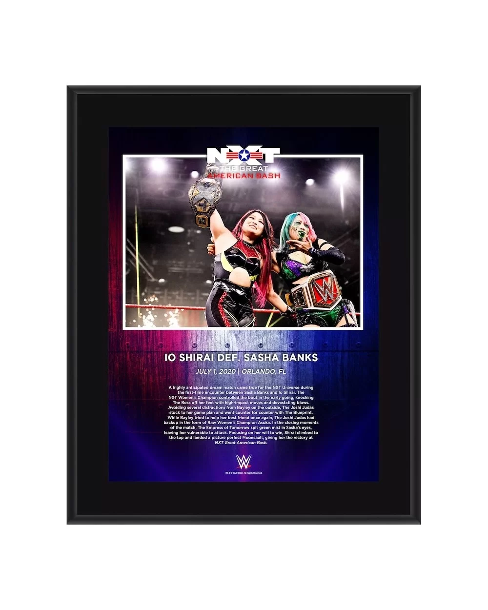 Io Shirai WWE Framed 10.5" x 13" NXT TakeOver: Great American Bash Sublimated Collage $12.00 Home & Office