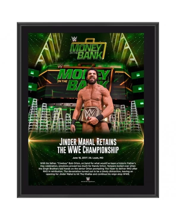 Jinder Mahal WWE 10.5" x 13" 2017 Money In The Bank Sublimated Plaque $8.16 Collectibles