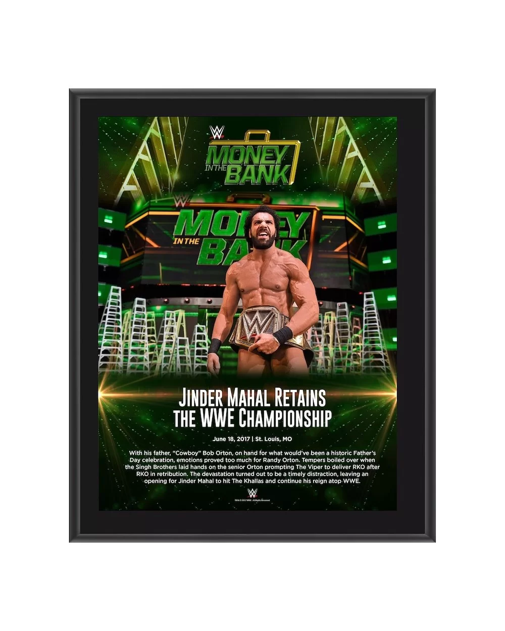 Jinder Mahal WWE 10.5" x 13" 2017 Money In The Bank Sublimated Plaque $8.16 Collectibles