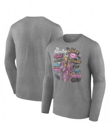 Men's Fanatics Branded Gray Ric Flair Catchphrases Long Sleeve T-Shirt $8.68 T-Shirts