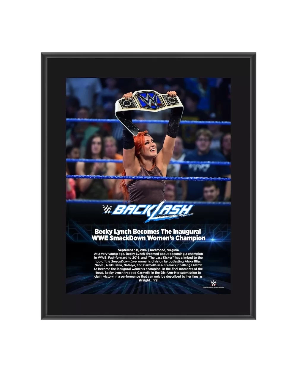 Becky Lynch 10.5" x 13" 2016 Backlash Sublimated Plaque $11.52 Collectibles