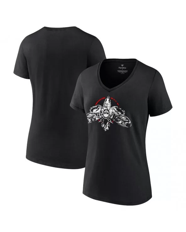 Women's Fanatics Branded Black Bray Wyatt Moth V-Neck T-shirt $7.68 T-Shirts