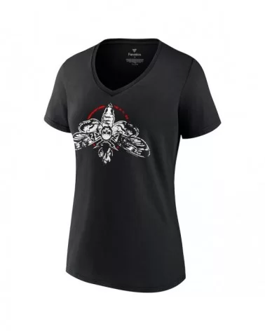 Women's Fanatics Branded Black Bray Wyatt Moth V-Neck T-shirt $7.68 T-Shirts