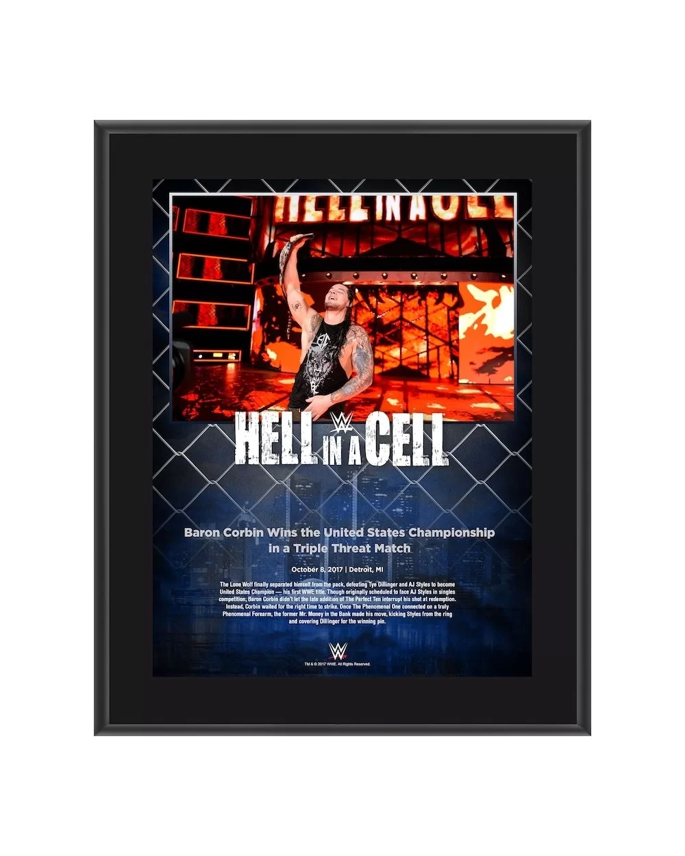 Happy Corbin 10.5" x 13" 2017 Hell In A Cell Sublimated Plaque $11.28 Home & Office