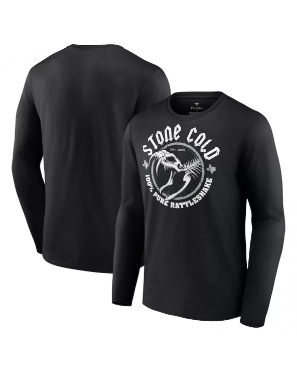 Men's Black "Stone Cold" Steve Austin 100% Pure Rattlesnake Long Sleeve T-Shirt $9.80 T-Shirts