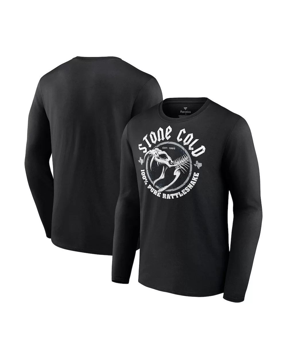 Men's Black "Stone Cold" Steve Austin 100% Pure Rattlesnake Long Sleeve T-Shirt $9.80 T-Shirts