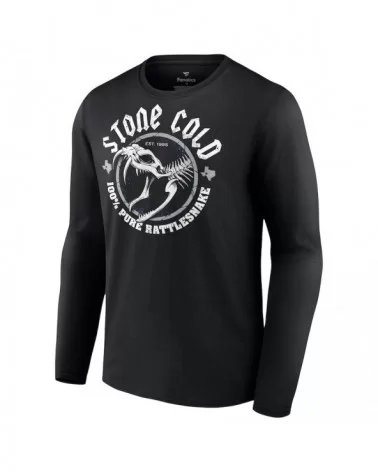 Men's Black "Stone Cold" Steve Austin 100% Pure Rattlesnake Long Sleeve T-Shirt $9.80 T-Shirts