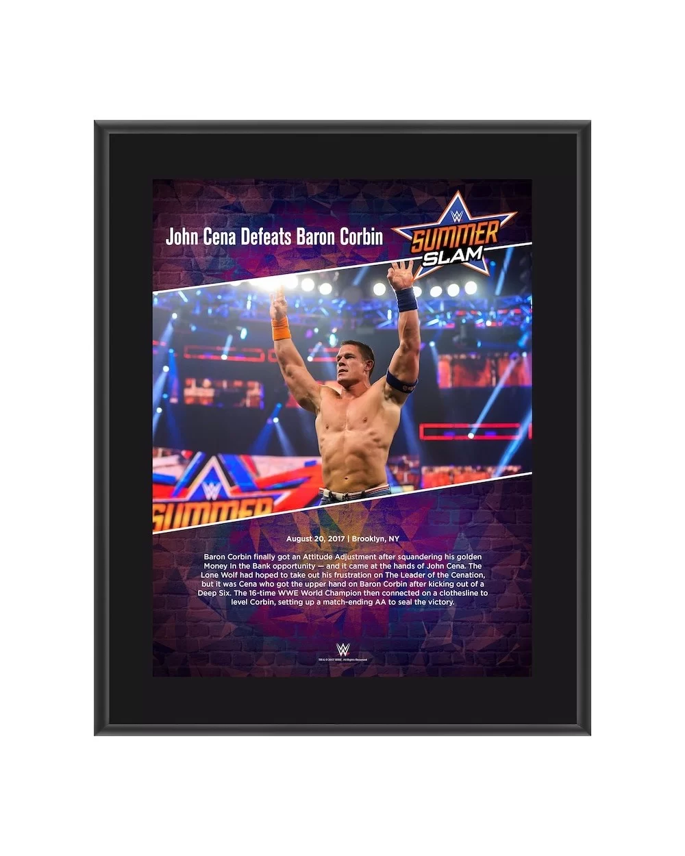 John Cena Framed 10.5" x 13" 2017 SummerSlam Sublimated Plaque $8.40 Home & Office