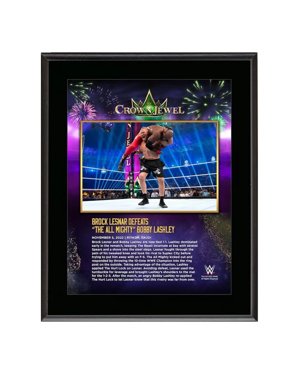 Brock Lesnar 10.5" x 13" 2022 Crown Jewel Sublimated Plaque $12.00 Home & Office