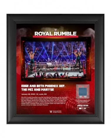 Edge & Beth Phoenix WWE Framed 15" x 17" 2022 Royal Rumble Collage with a Piece of Match-Used Canvas - Limited Edition of 100...