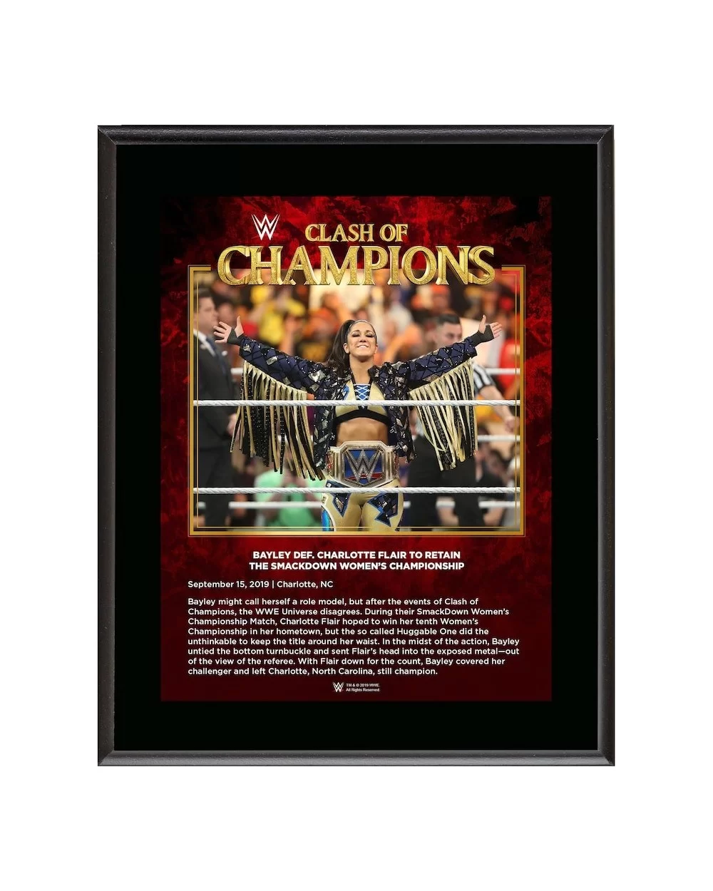 Bayley Framed 10.5" x 13" 2019 Clash of Champions Sublimated Plaque $10.32 Collectibles